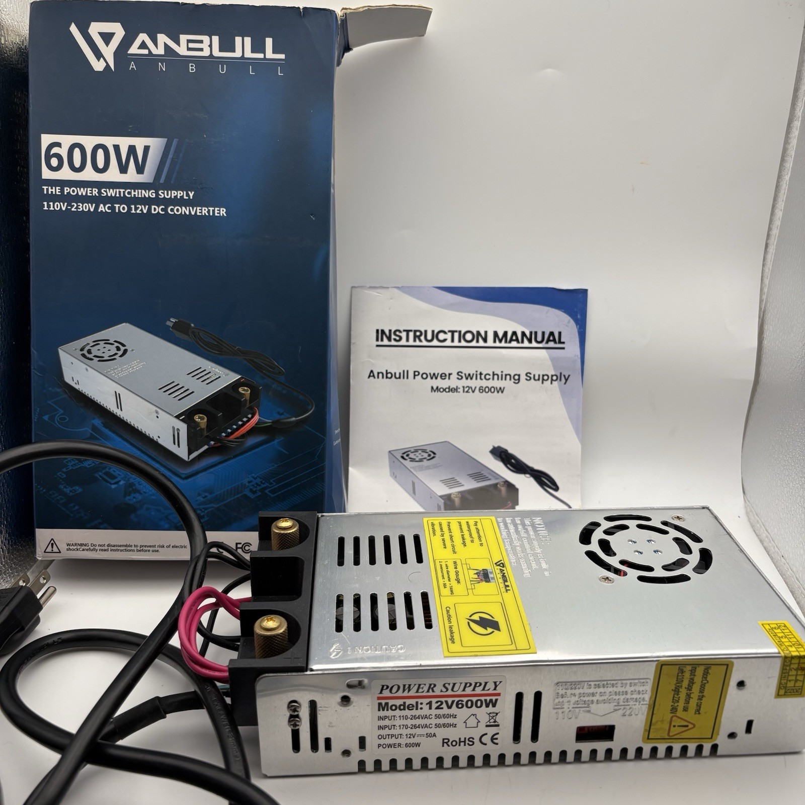 ANBULL 600W SMPS 110-230V AC to 12V DC Converter Power Supply Switch Transformer