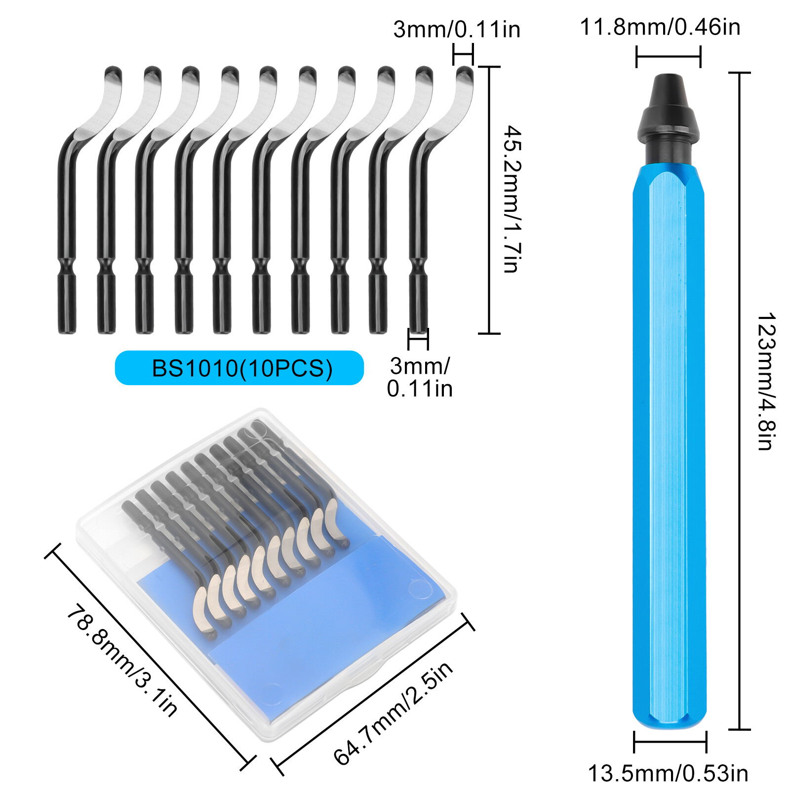 Deburring Tool with 10Pcs HSS Blades for Metal Aluminum Copper Plastic PVC Pipes
