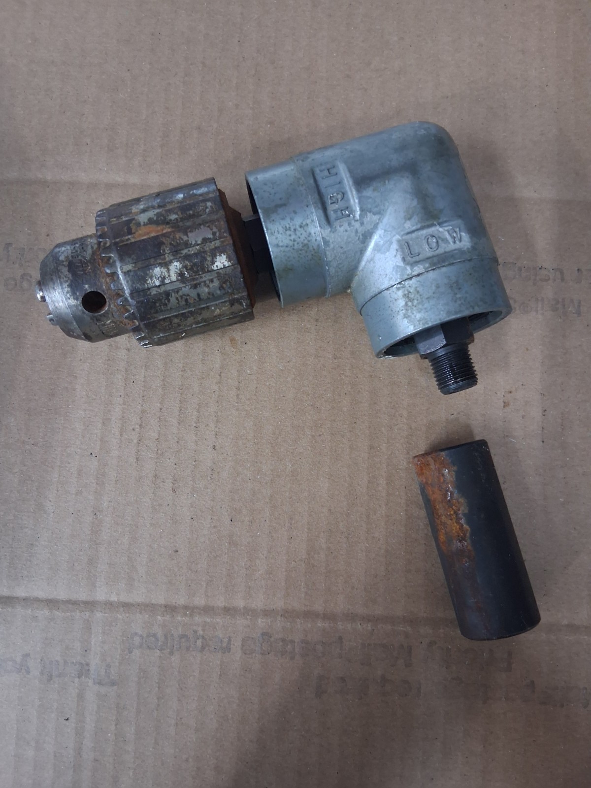 MILWAUKEE Right Angle Drive Unit and Chuck For Older Unit.goose Neck Is 1-11/16