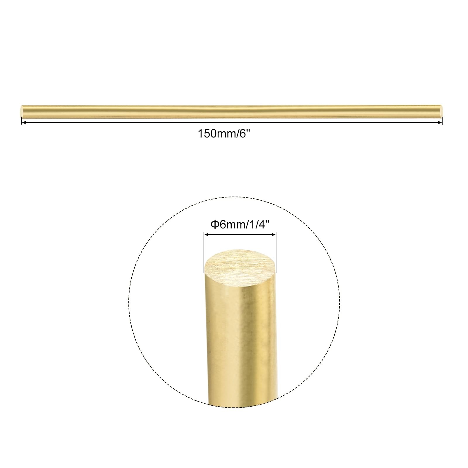 MECCANIXITY 2pcs Brass Rods (6mm) 1/4 Inch x (150mm) 6 Inch Brass Solid Round…