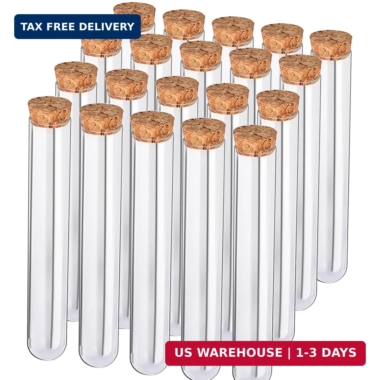 20Pcs Clear Plastic Test Tubes,25x160mm 50ml, Good Seal for Jewelry Seed Beads P