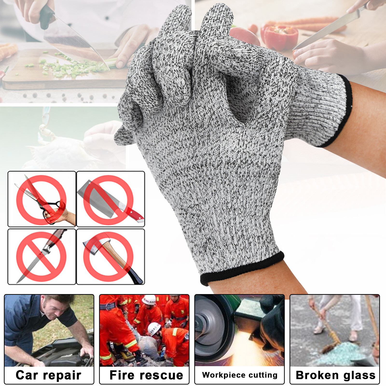 1 Pair Metal Mesh Butcher Anti-cut Glove Stab Resistant Safety Gloves Kitchen