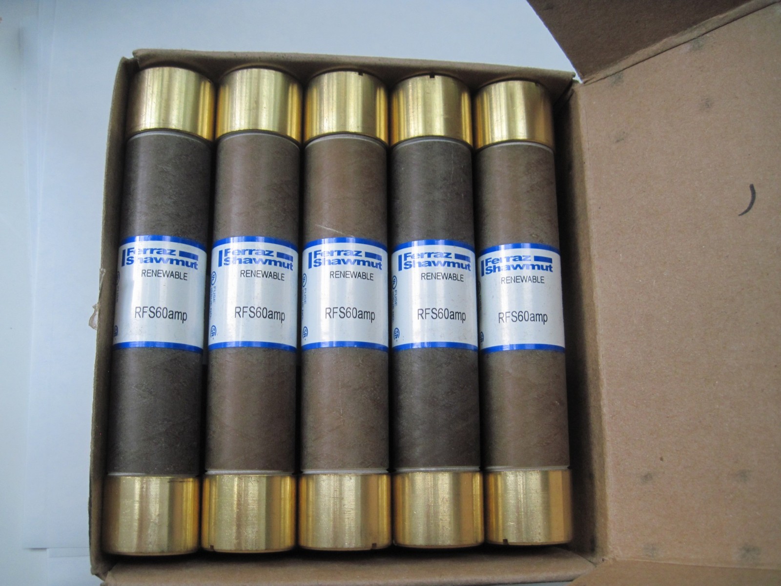 (Qty 10) Mersen Ferraz Shawmut RFS60 Renewable Fuses 60A 600V, Class H, Fast Act