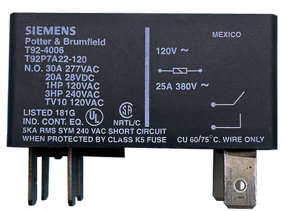 Tyco T92P7A22-120 120VAC 30A Power Relay 6 Pins DPST-NO
