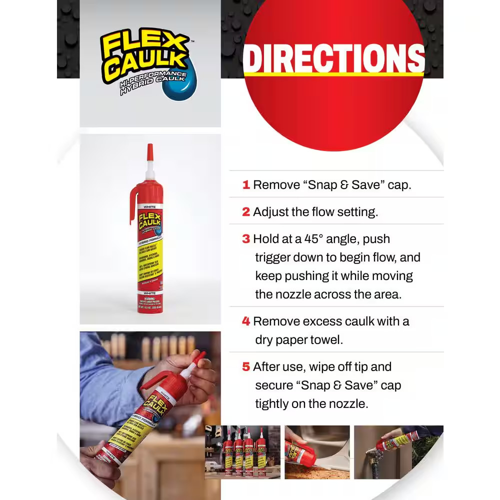 Flex Seal Family of Products Flex Caulk White Polymer Advanced Hybrid Polymer