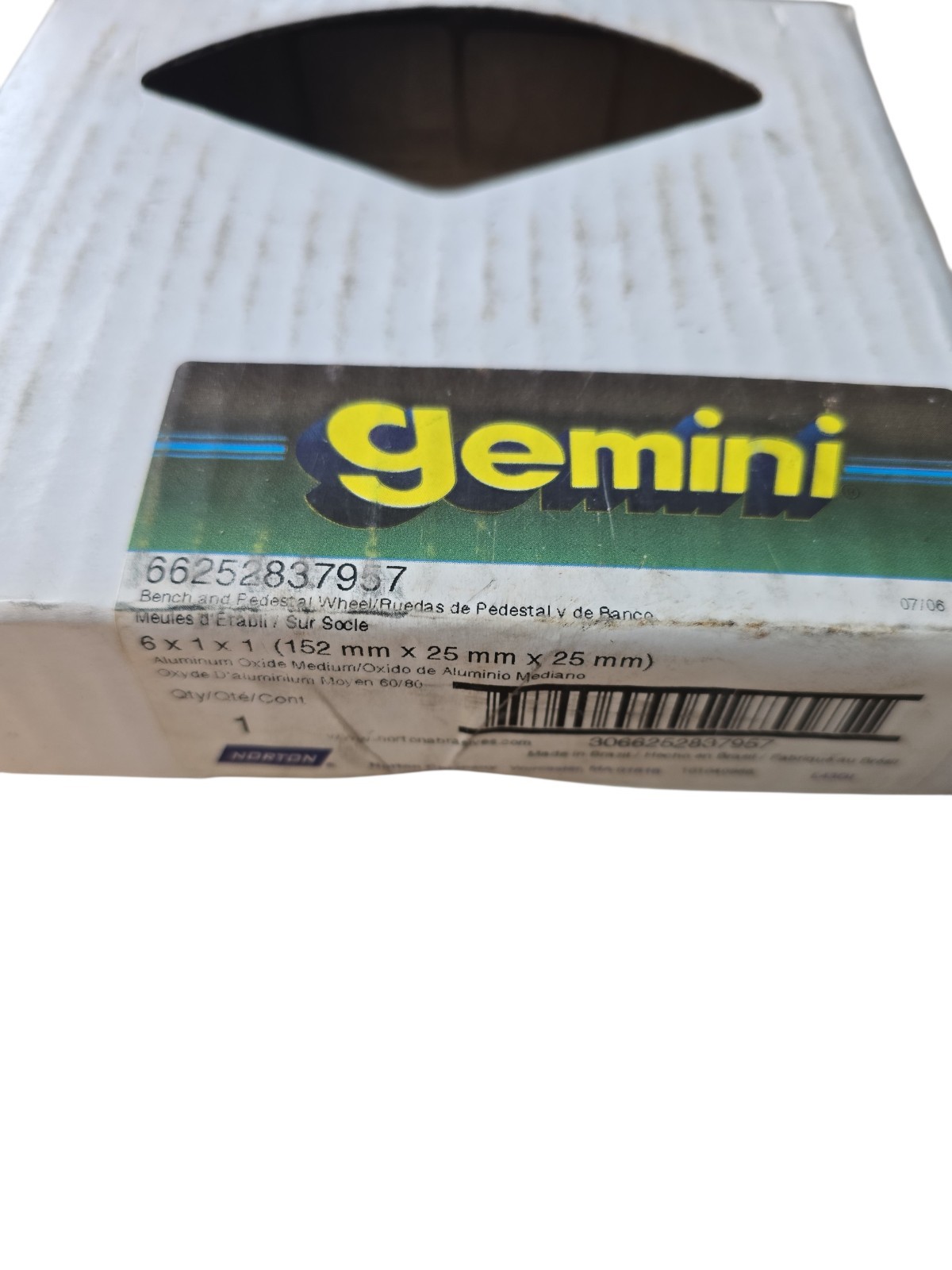 Norton gemini 66252837957 6″ X 1″ X 1″ grinding wheel Medium 60/80