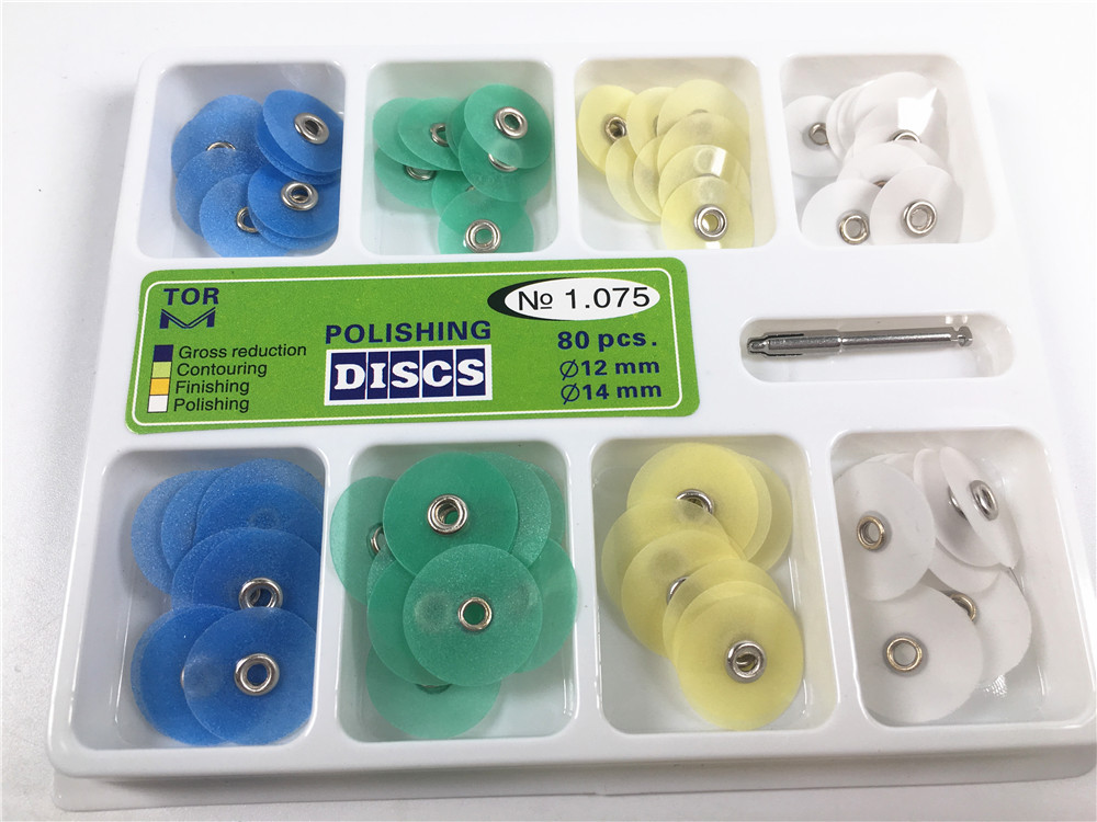 80pcs Dental Polishing Polishing Discs Universal Kit Disc Mandrel TOR No. 1.075