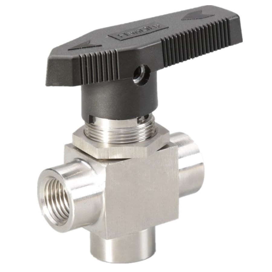 3 Way L-Port Stainless Steel Ball Valve 1/8 NPT 1000 PSI Heavy Duty Diverter Val