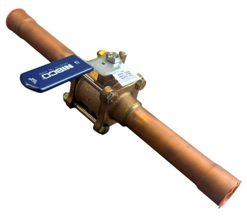 NIBCO NJ9220A CS595YXK 1″ OXY CLEAN Bronze Ball Valve 600 CWP 12″ Stub Ends