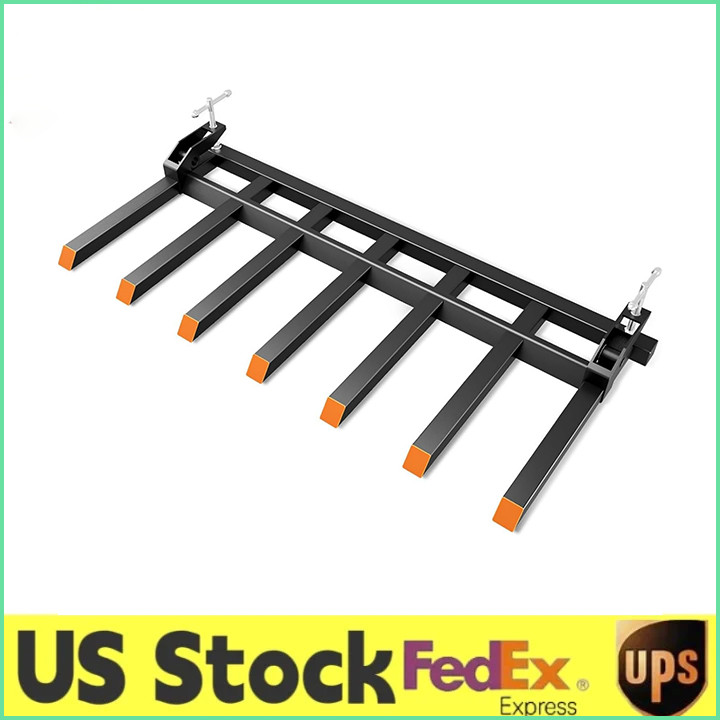 68″ Clamp On Debris Forks for Tractor, 5500 lbs Pallet 7 Fork for Loader Bucket