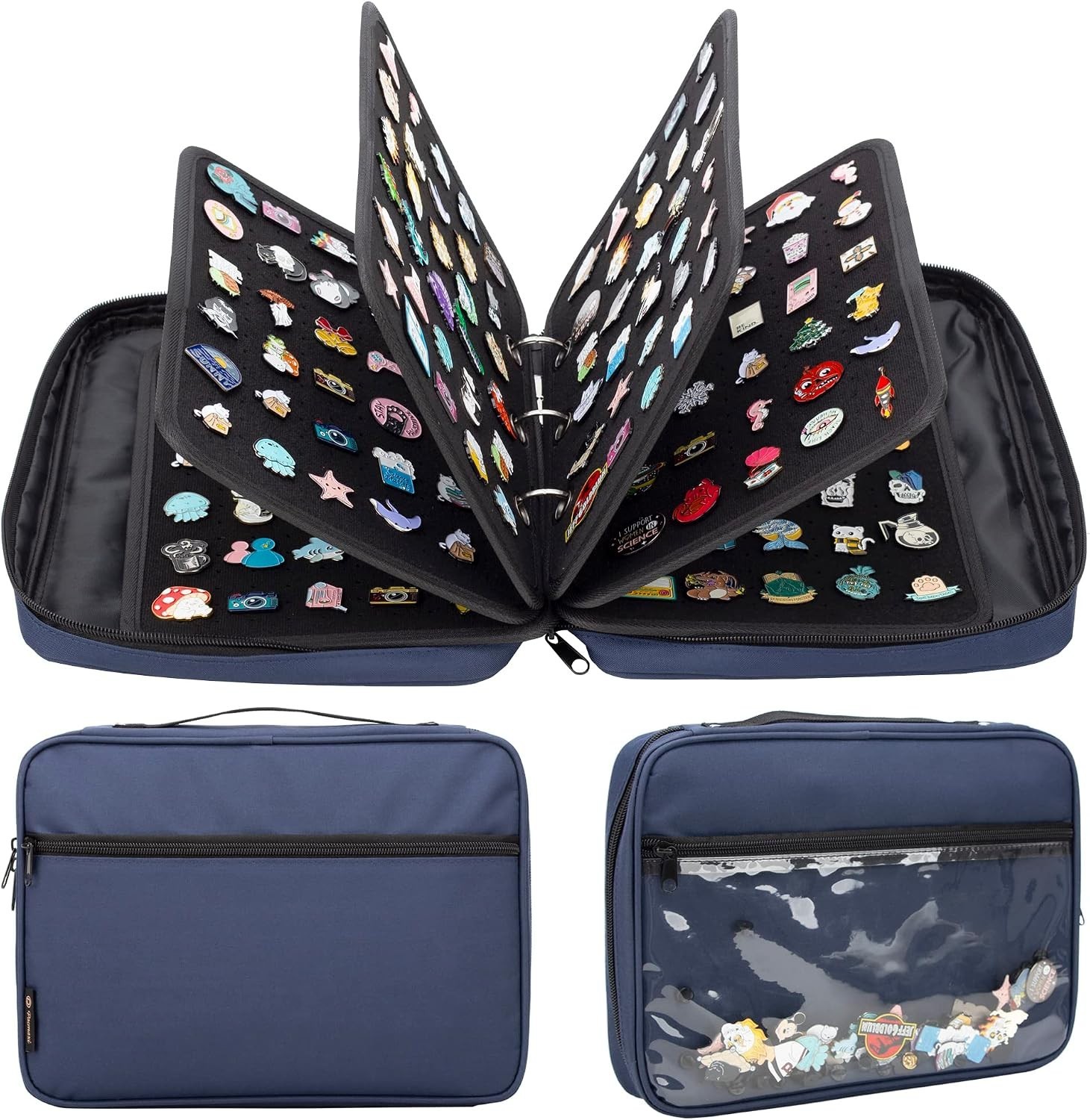 Versatile 3-Ring Enamel Pin Storage Case – Compact Design for Travel and Display