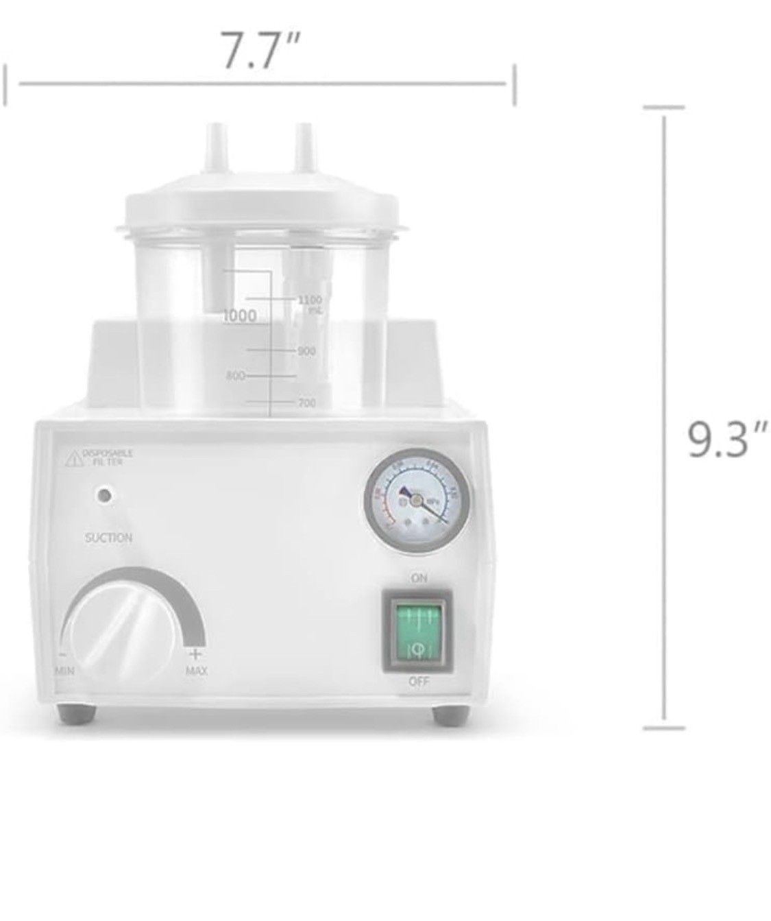 Portable Phlegm Suction Electric Suction Pump Machine 1100mL Bottle Tubing