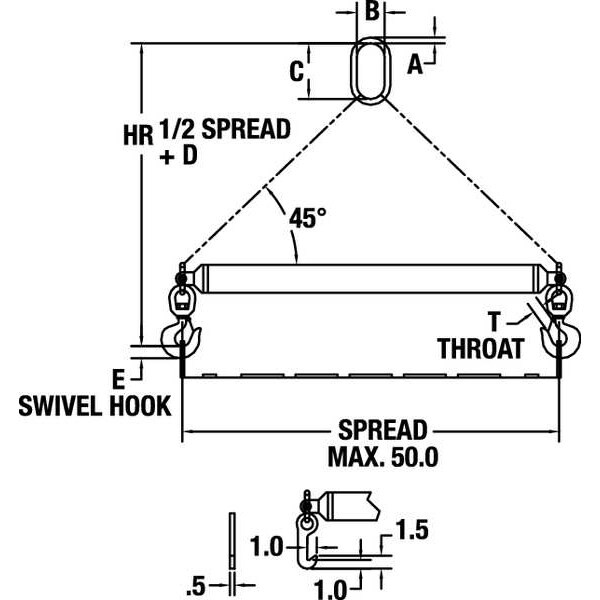 Caldwell 36-2.4 Fiberglass Battery Spreader Beam, 4800Lb