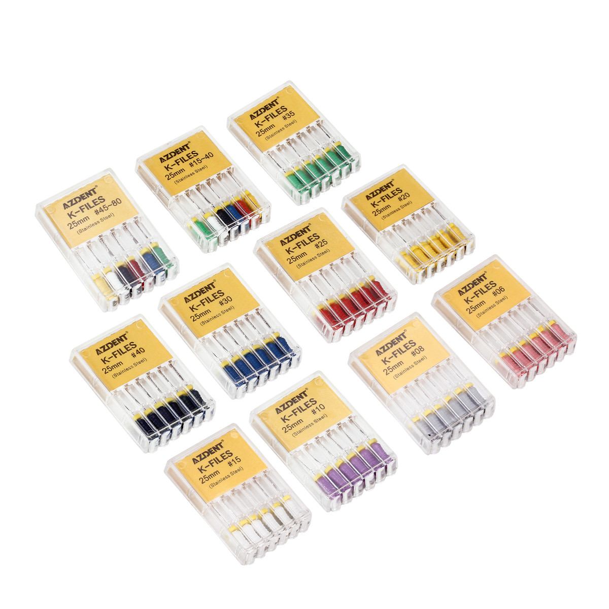 AZDENT Dental Endo Root Canal File K-FILES Stainless Steel Hand Use 21/25 mm