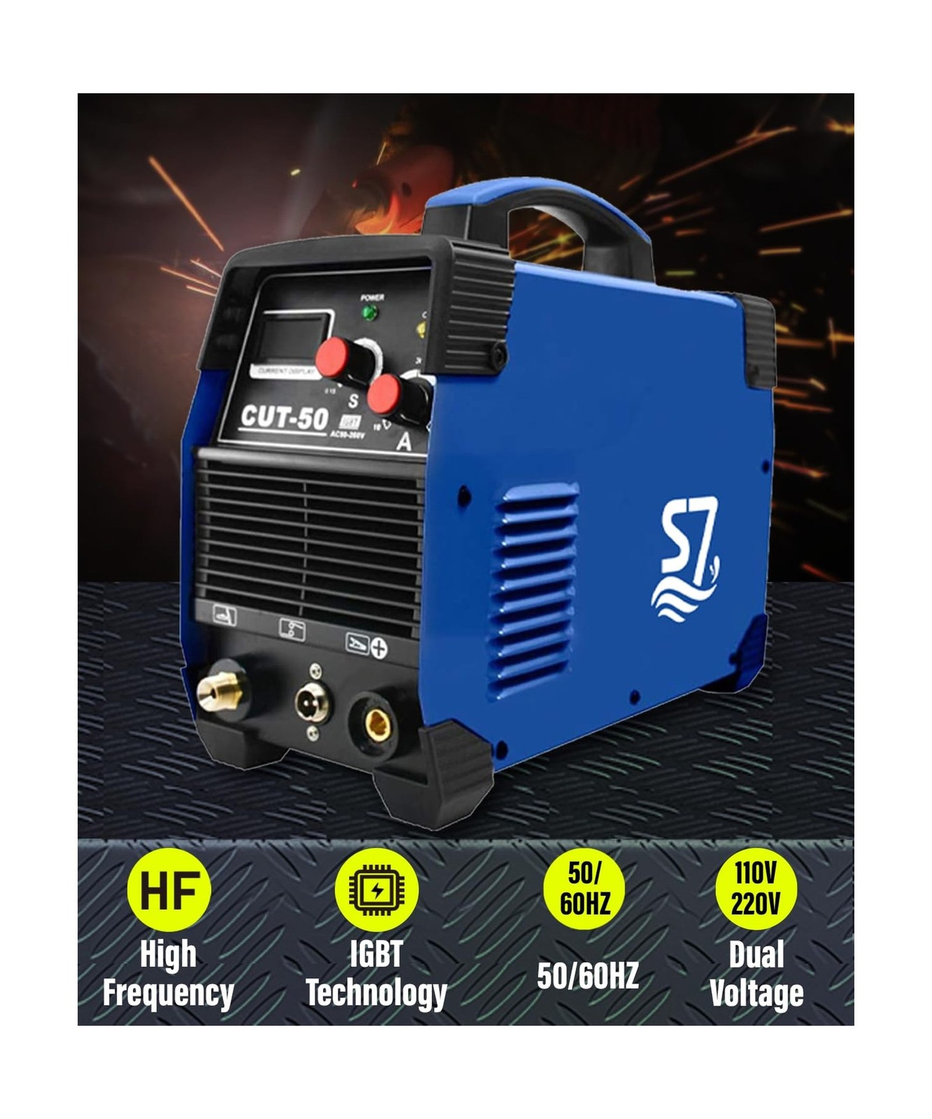 50A Plasma Cutter with LED Display, Dual Voltage 110V/220V, Clean Metal Cutti…