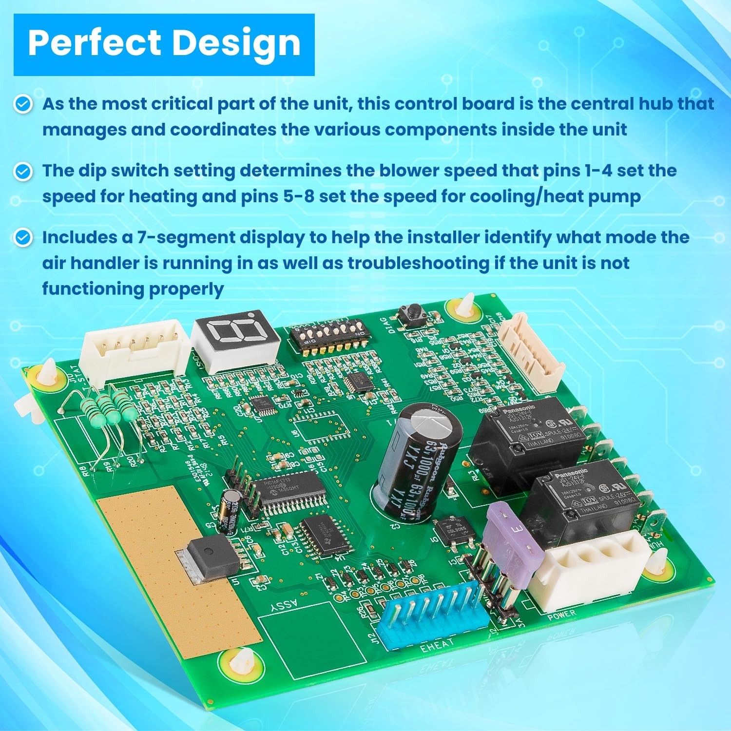 Control Board for Nordyne Intertherm Revolv Miller E7 B6 Electric Furnace – High