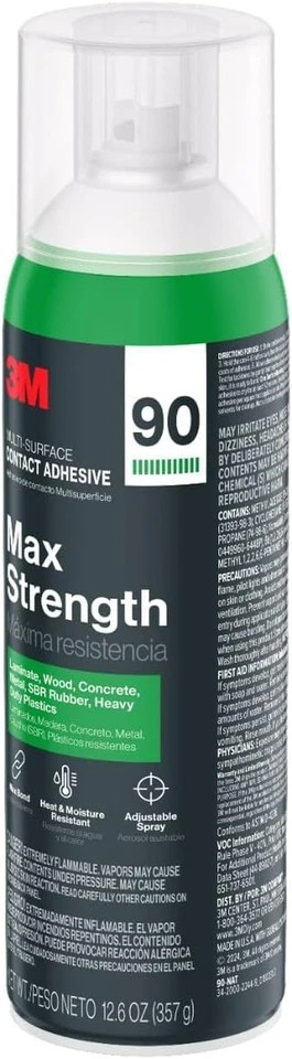 3M Max Strength 90 Multi-Surface Contact Adhesive, 12.6 Oz., Low VOC, Max Bond,