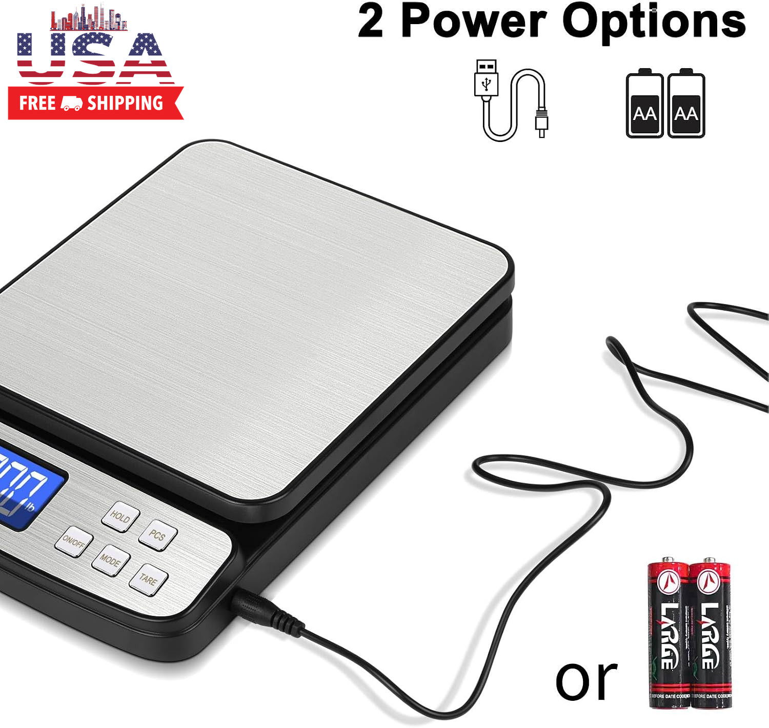 Digital Shipping Postal Scale 88Lb X 0.1Oz, Stainless Steel Platform | All-In-1