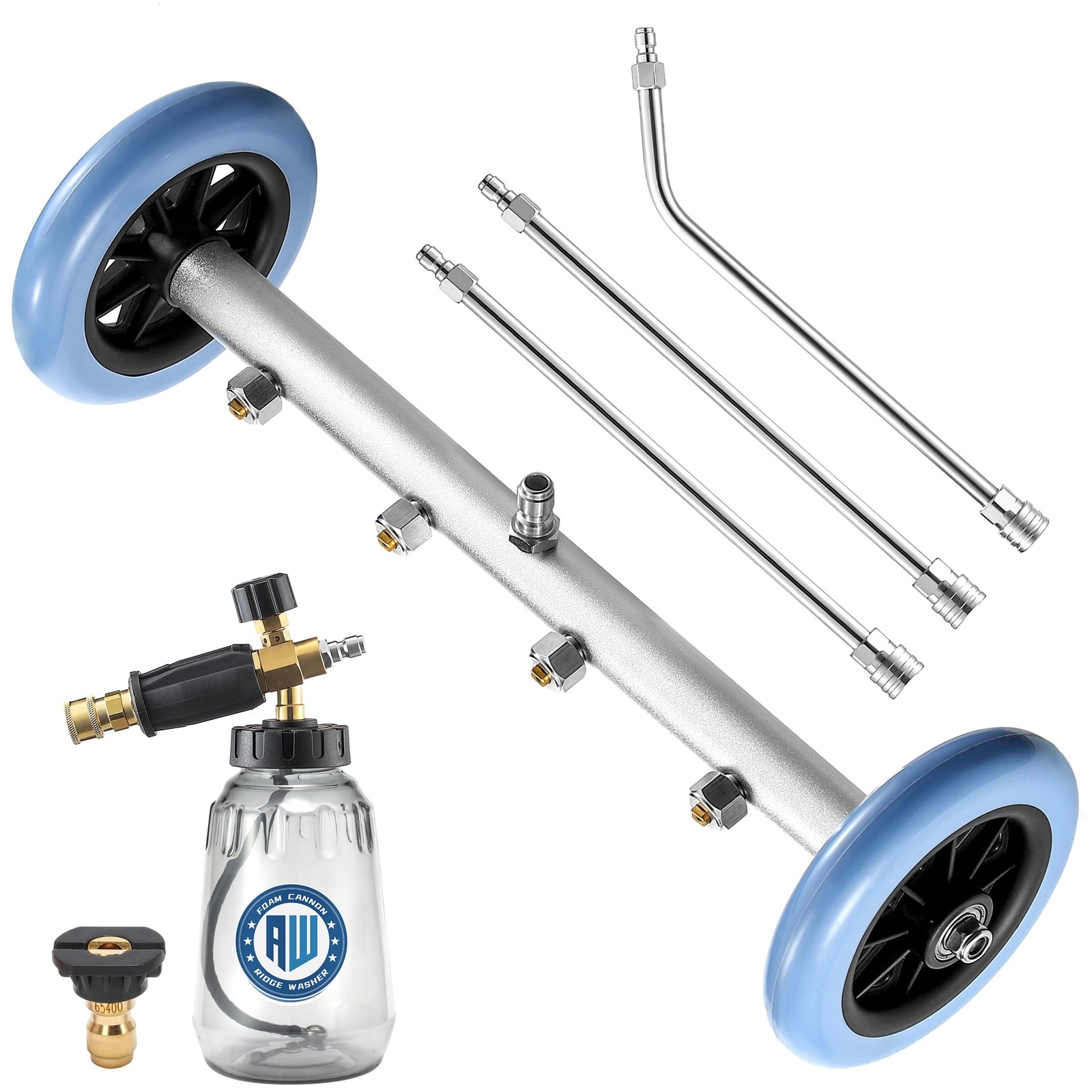 RIDGE WASHER Pressure Washer Undercarriage 16 Inch + Foam Cannon, Silver