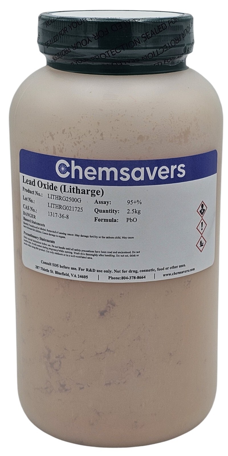 Lead Oxide (Litharge), 95+%, 2.5kg