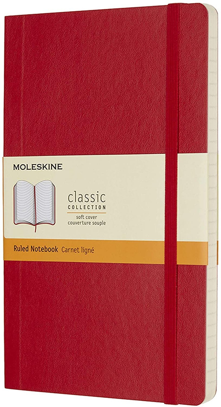 Moleskine Classic Notebook, Soft Cover, Large (5″ x 8.25″) Ruled/Lined, Scarl…