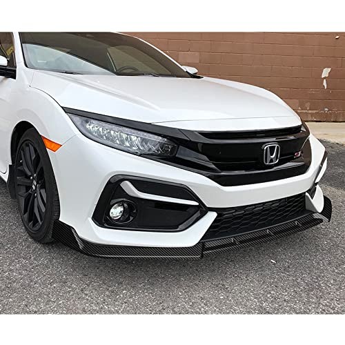 5pc Painted Carbon Front Bumper Lip Side Skirt Diffuser Honda Civic Si 2017-2021
