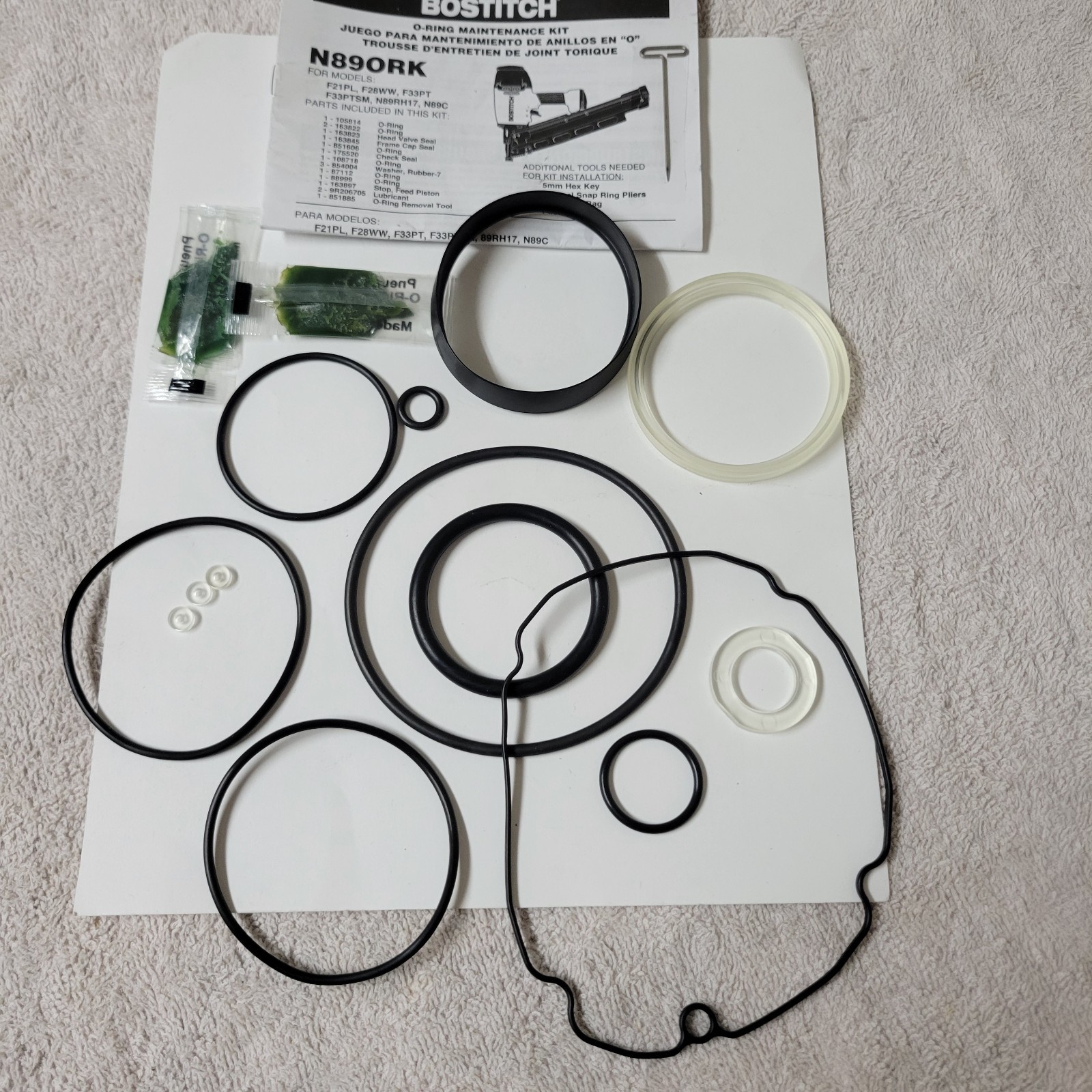 Bostitch N89ORK OEM O-Ring Maintenance Kit For N89C, F21PL, F28WW, F33PT Nailers