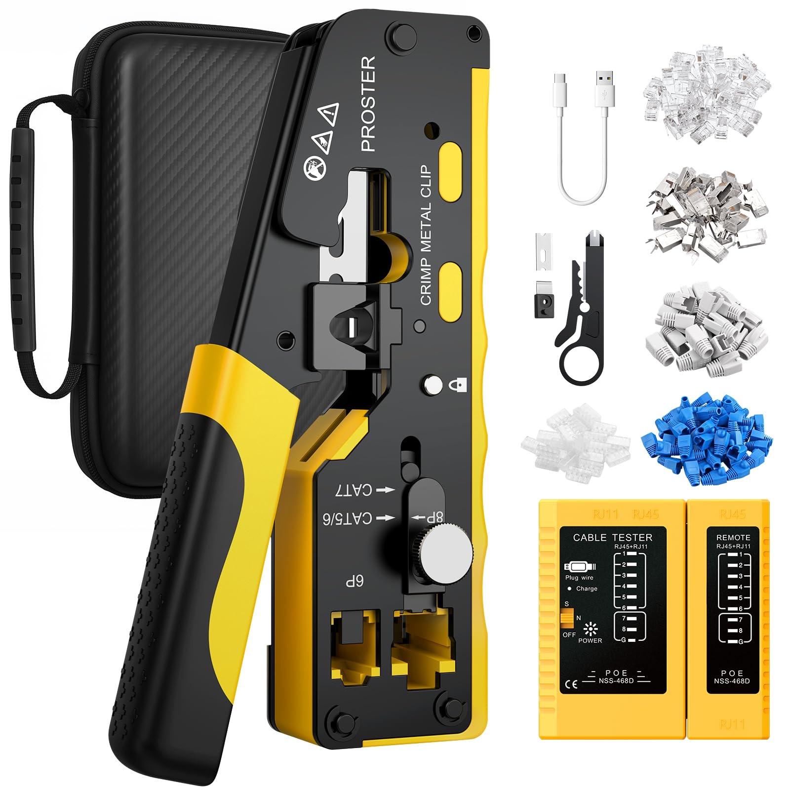 RJ45 Crimp Tool – Cat7 Crimping Tool for 8P RJ45 CAT5/6/7 & 6P RJ11 RJ12 Conn…