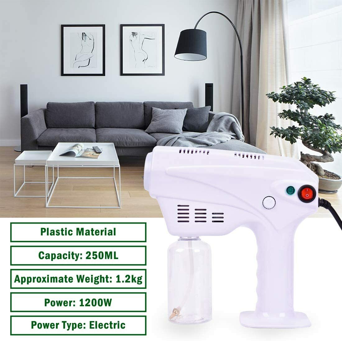 SMART Handheld 1200W Nano Sprayer Disinfection Fogger Gun Machine Sanitization