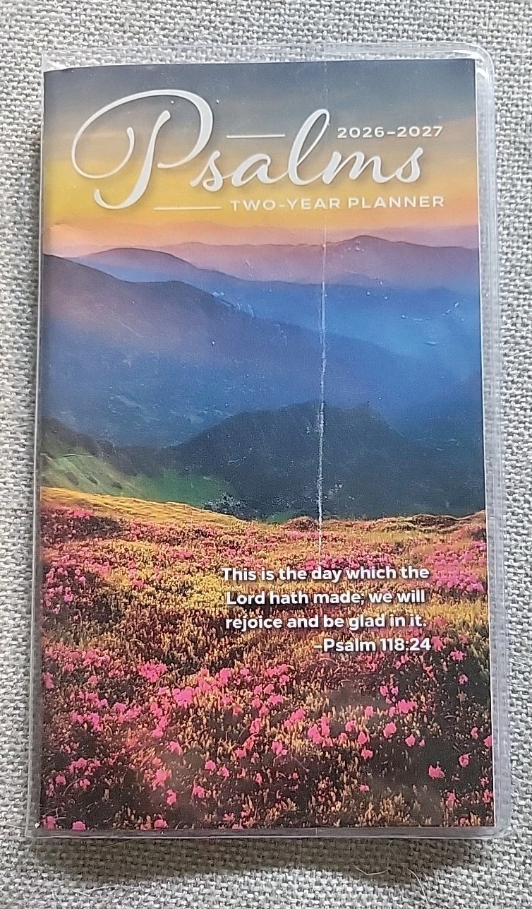 2026-2027 Two Year Pocket Planner In Plastic Cover New Flowers, Psalms Cats etc.