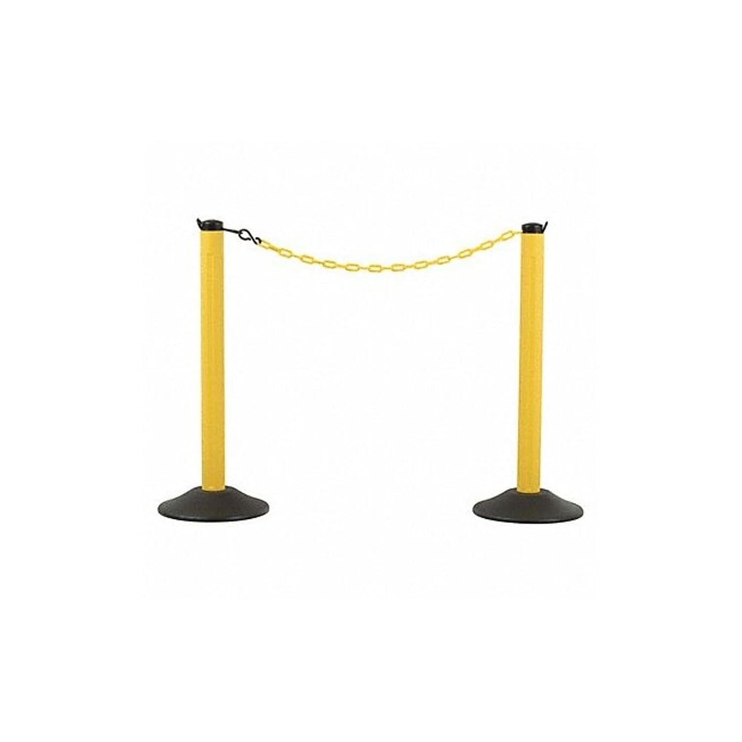 Versatile Yellow Stanchion with 10′ Durable Plastic Chain for Indoor/Outdoor Use
