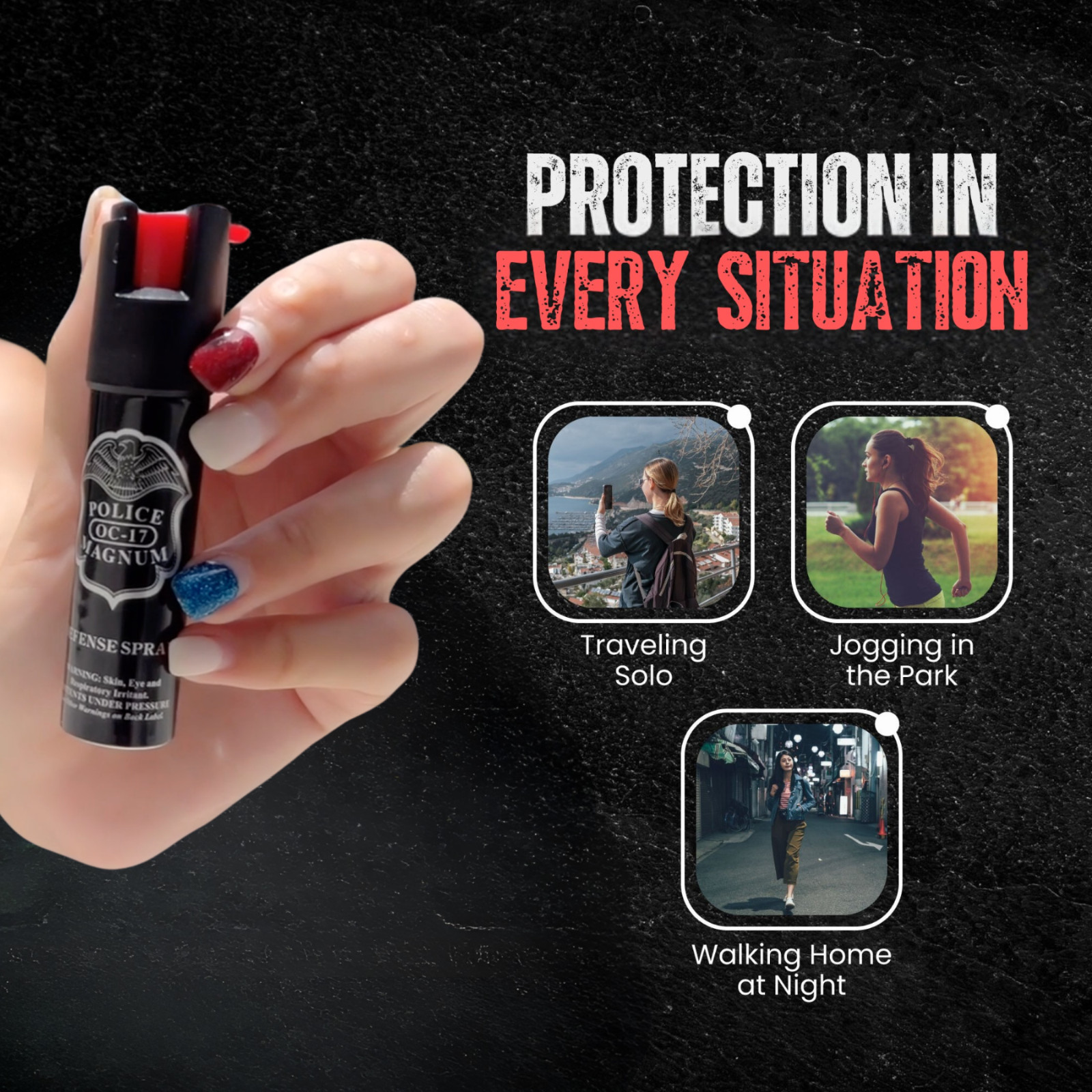 3 PACK Police Magnum pepper spray 3/4oz Safety Lock Defense Security Protection