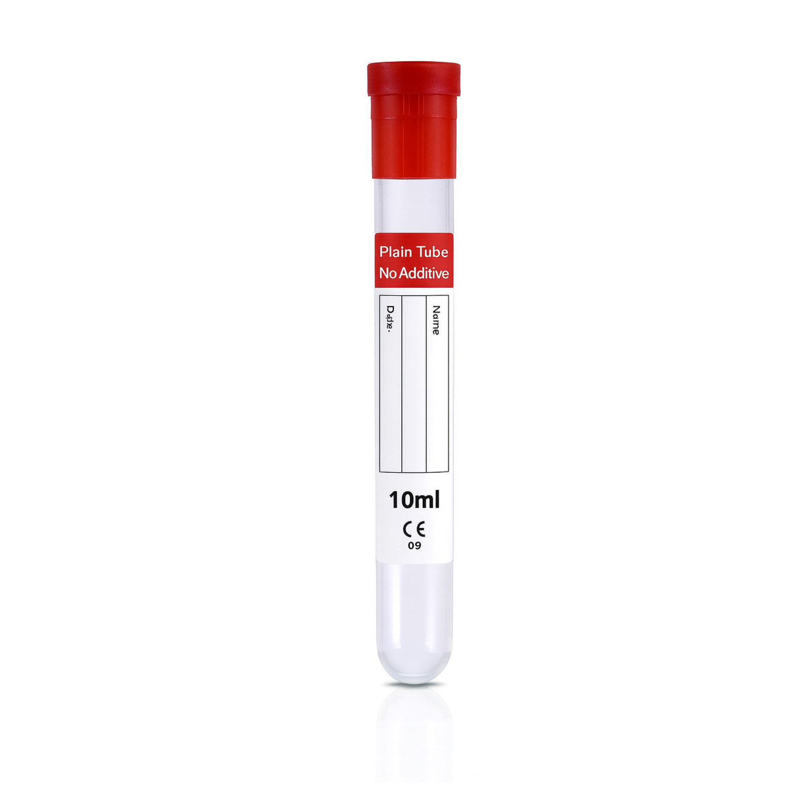 VACUUM BLOOD COLLECTION RUBBER TOP TUBE NO ADDITIVE, 16x100mm 10mL, Exp 09/25