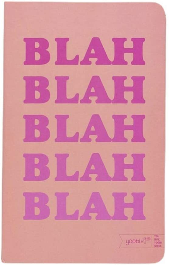Yoobi Pink Journal Diary Notebook Lined BLAH BLAH BLAH (5.2in x 8.5in) 80 Sheets