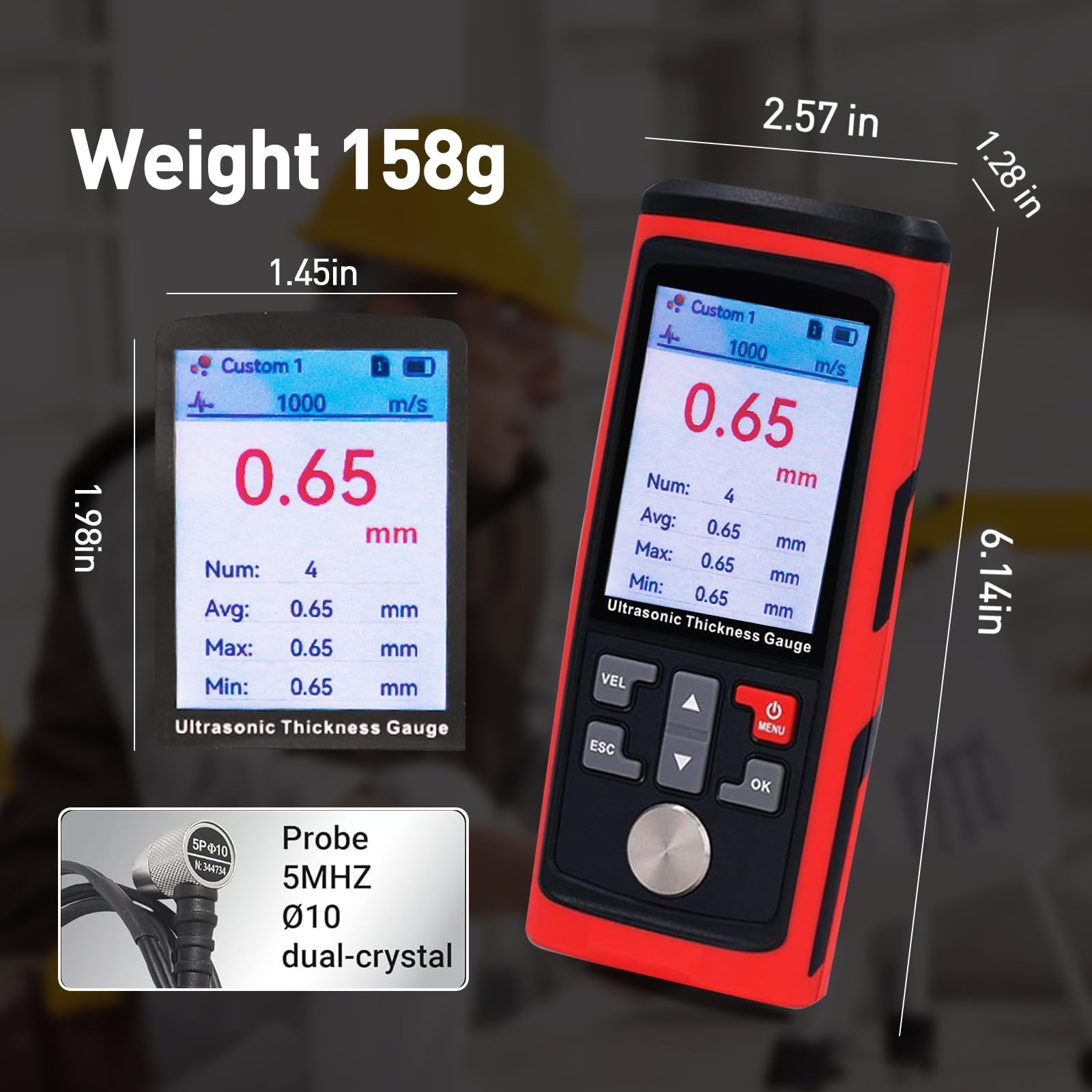 Ultrasonic Thickness Gauge Tool for Metal, Plastic, Glass & PVC – 1MM to 300MM R