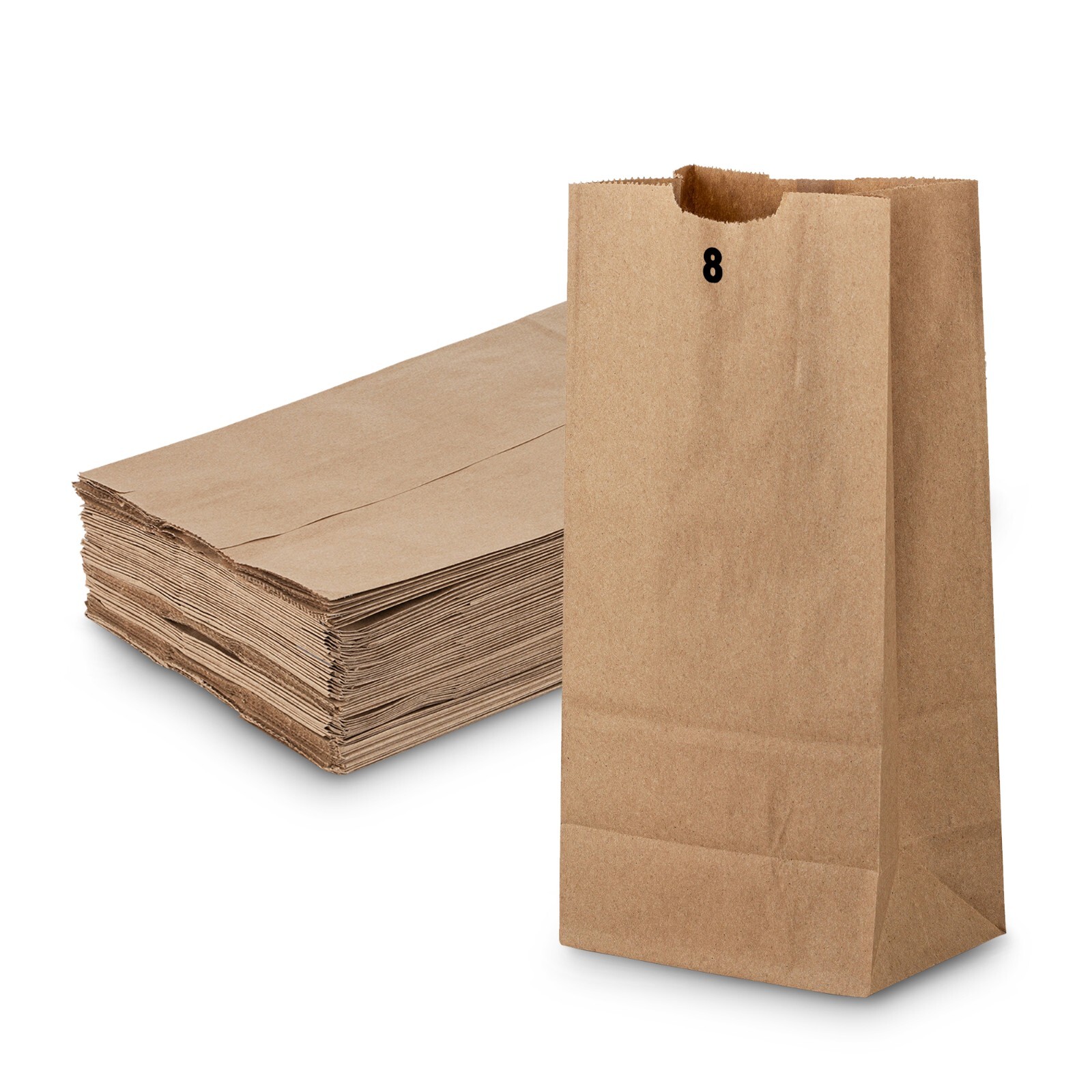 MT Products Brown Paper Bags – 8 lb Disposable Paper Lunch Bags – Pack of 100