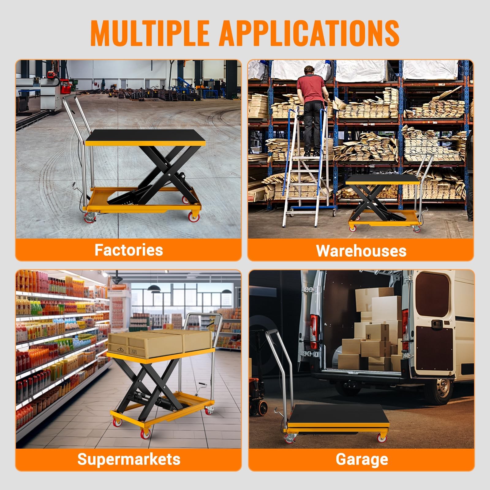 Garvee 1100Lbs Hydraulic Scissor Lift Cart 32″ Manual Lift Table w/ Wheels