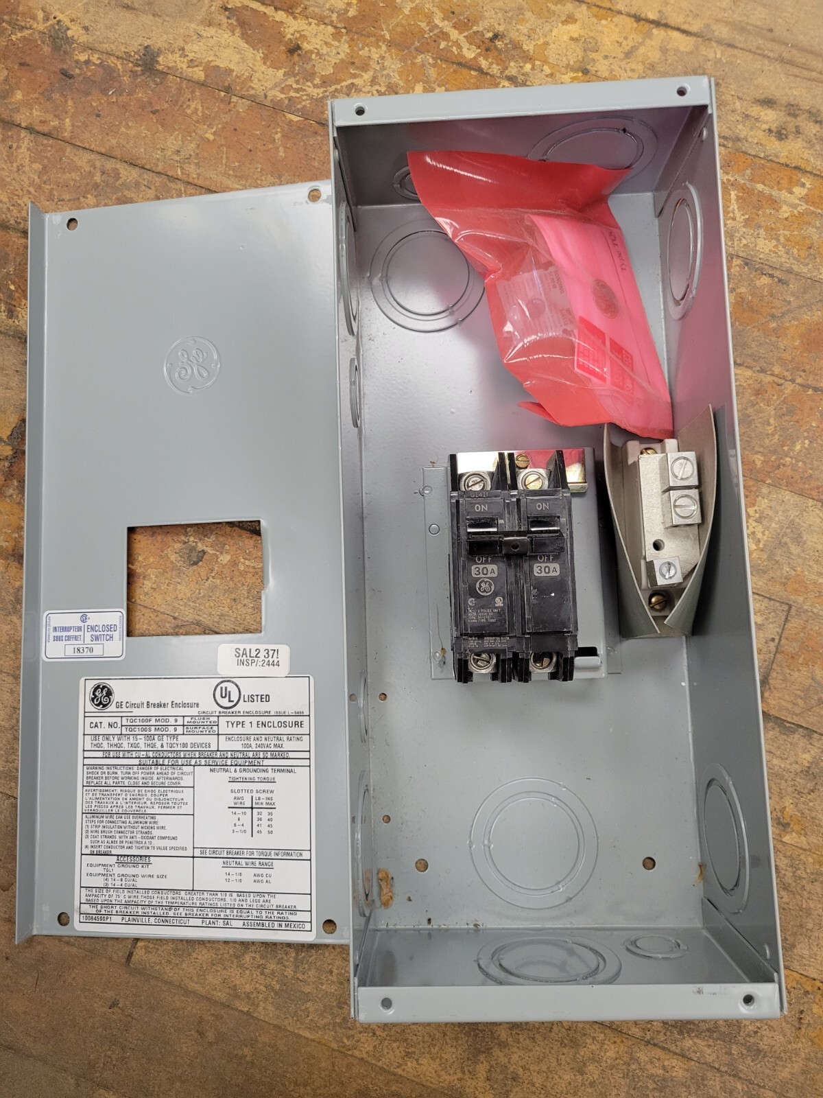 GE TQC100S Circuit Breaker Enclosure 100A 240V 3P Type 1 with THQB230 Breaker