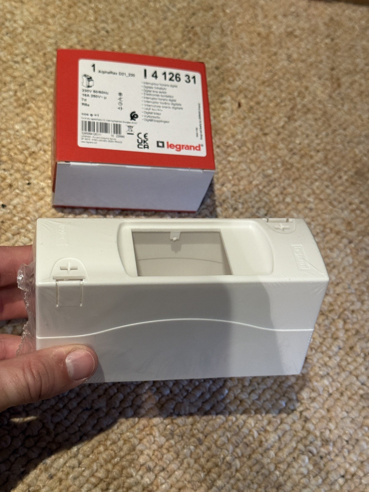 Legrand AlphaRex Digital Timer 412631 D21 230V 50/60Hz (B321) w/ IP30 Wall Box