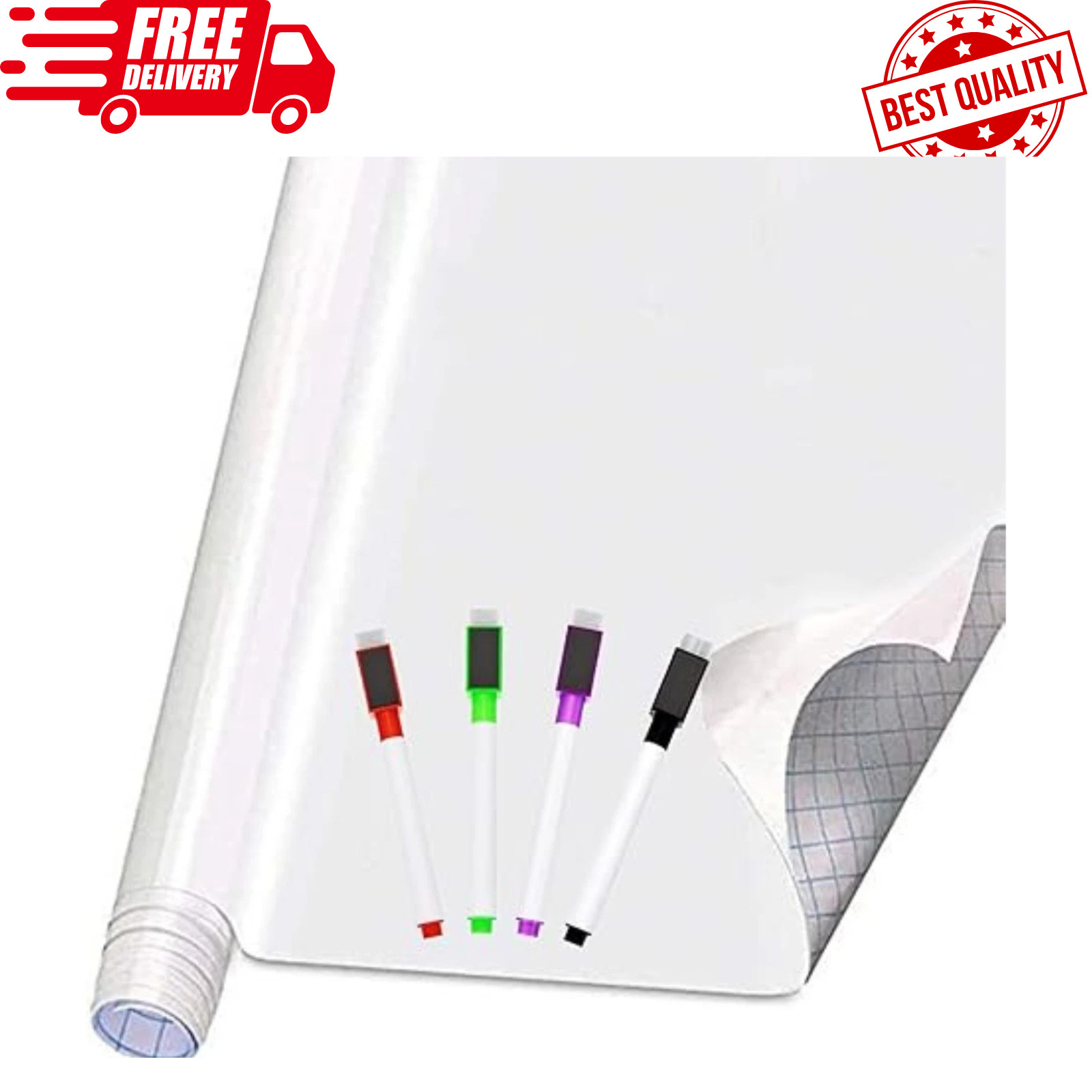 Self Adhesive White Board Paper – Dry Erase Wall Stickers Roll 17.7″ X 78.7″ (6.