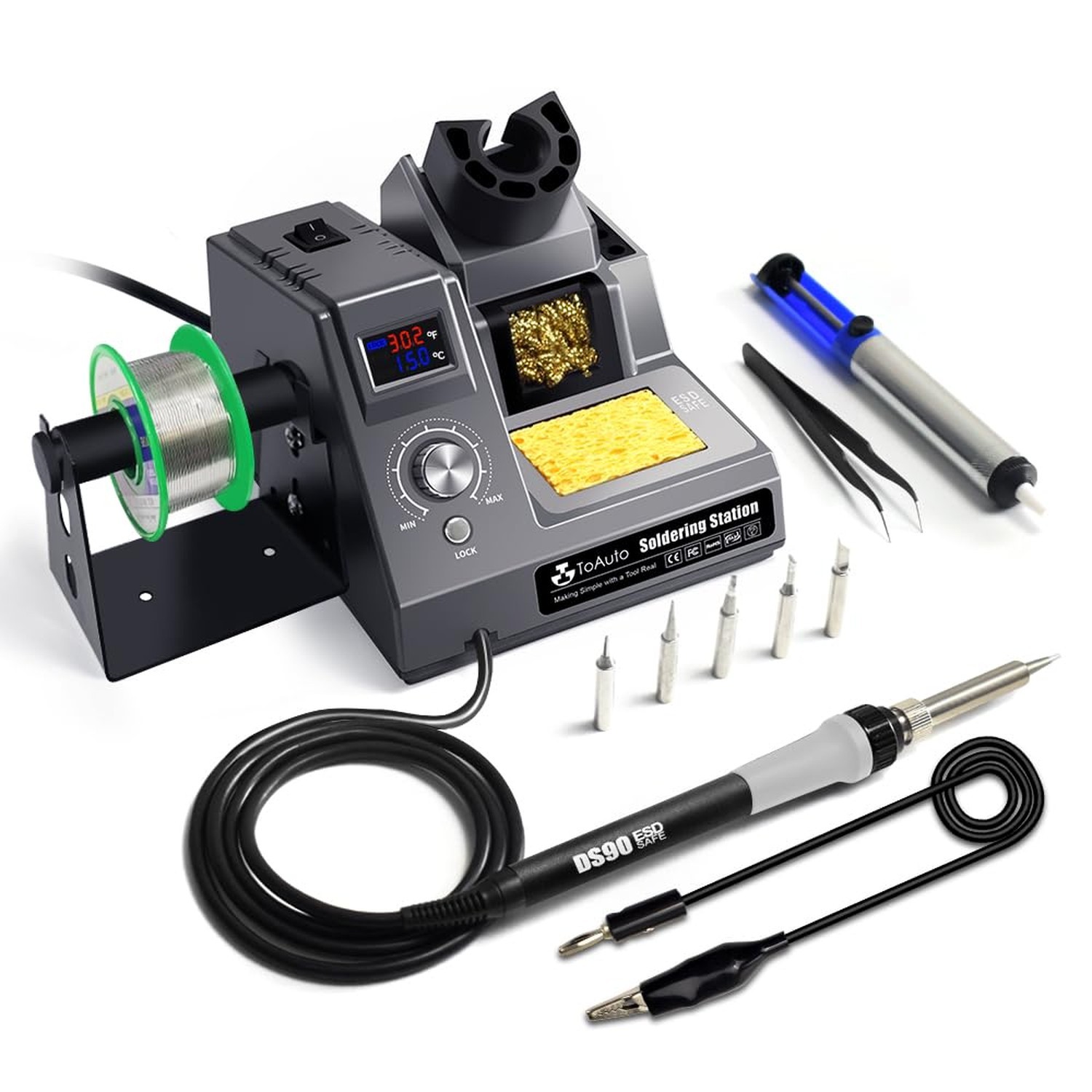 TOAUTO DS90 Soldering Station-°F & °C Dual Digital Display Soldering I