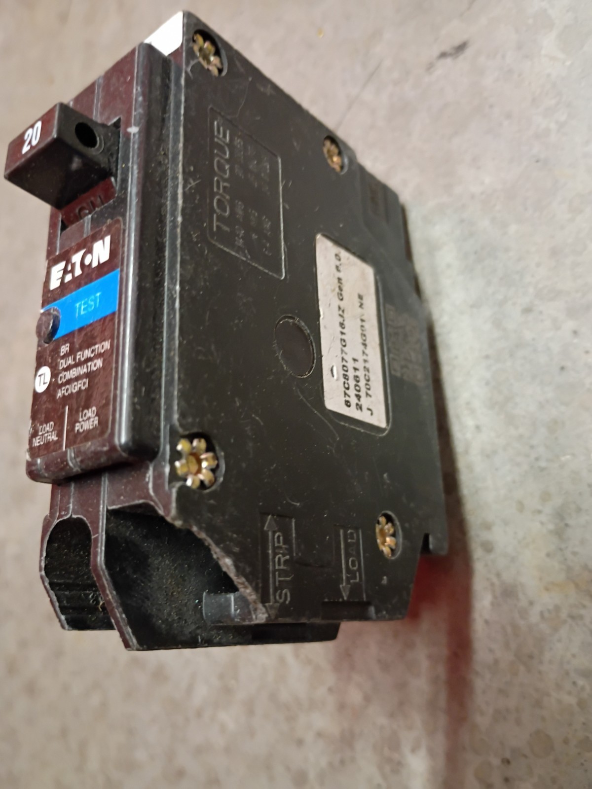 Eaton BRP120DF 120 20A 1-Pole Dual Function Circuit Breaker AFCI/GFCI READ DES.