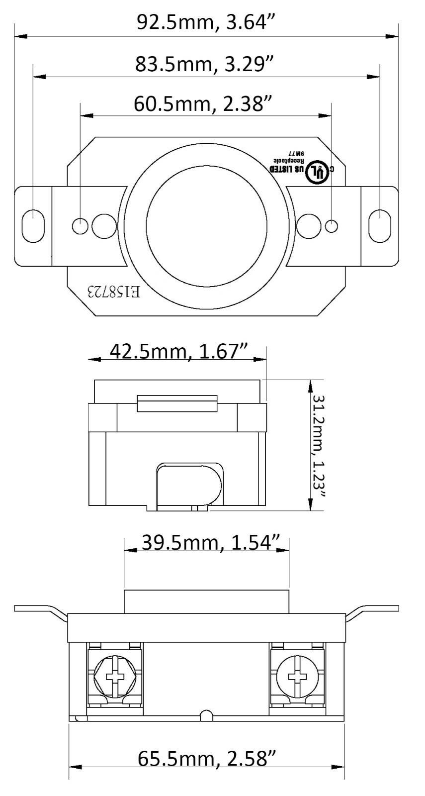 30 Amp 3-Phase 480 Volt NEMA L16-30R DIY Replacement Outlet by AC WORKS®