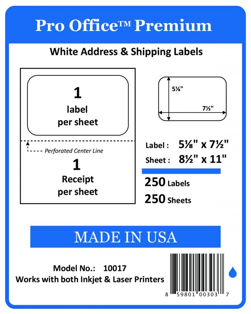 250 Sheets/250 Labels Pro Office Self-adhesive shipping Label with Tear Off USA