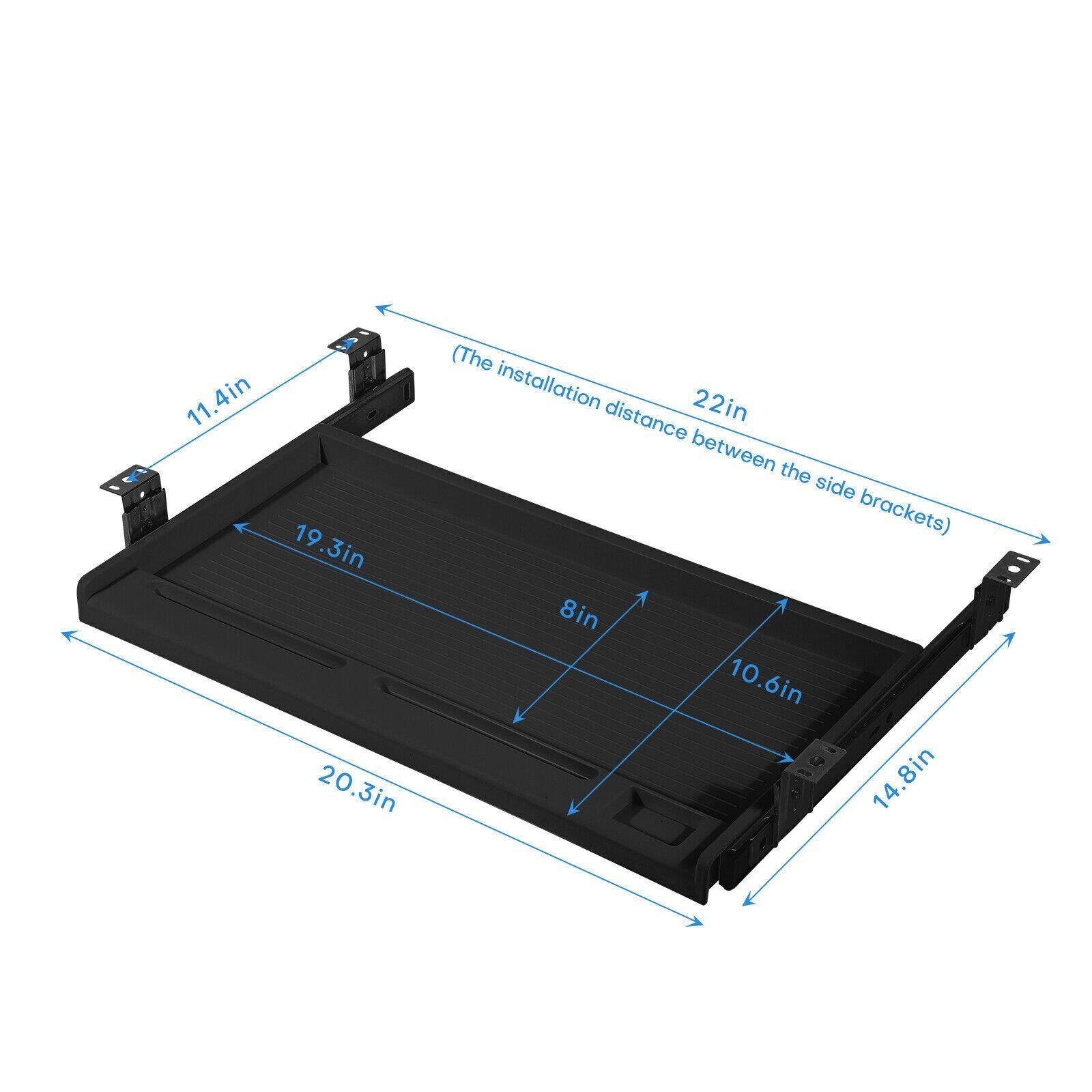 Under Desk Keyboard Tray, 21″ Wx15″D Sturdy Key Board Tray Under Desk Slide