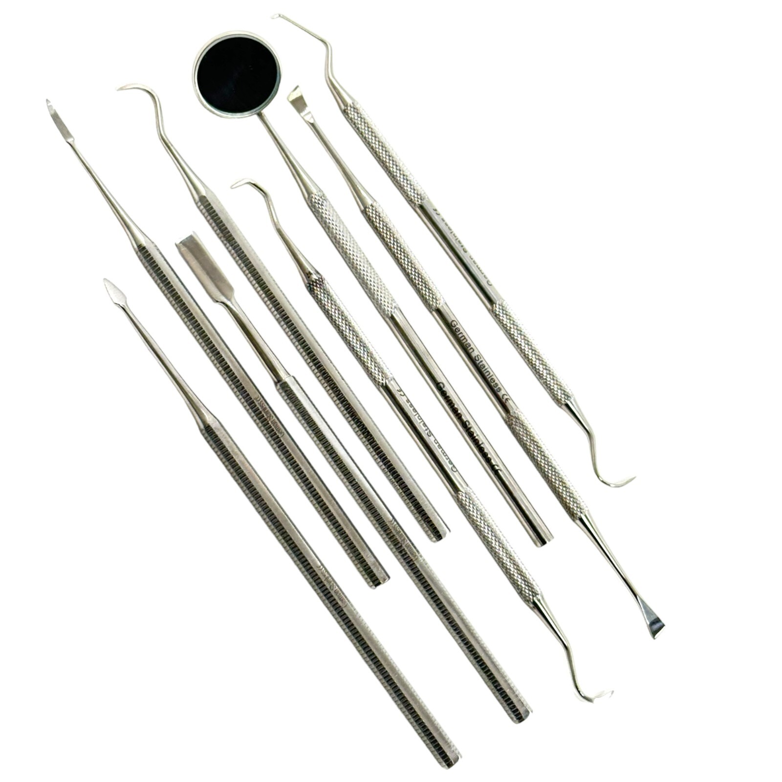 8 Piece Dental Scaler Set With Spatula, Mouth Mirror, Probe, Dental Instruments