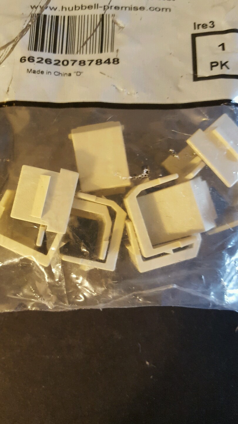 Hubbell Premise Wiring SFBE10 SnapIn Fitting, Blank, Electrical Ivory 1pk of 10