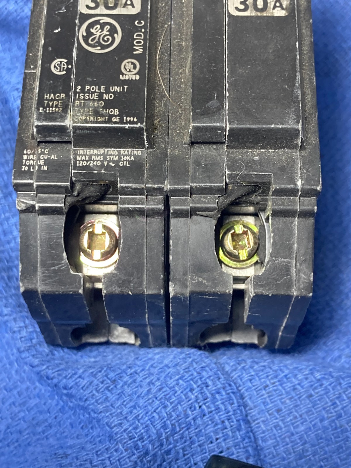 1 General Electric GE THQB2130 30 Amp 2-Pole 120/240 V Bolt-On Circuit Breaker