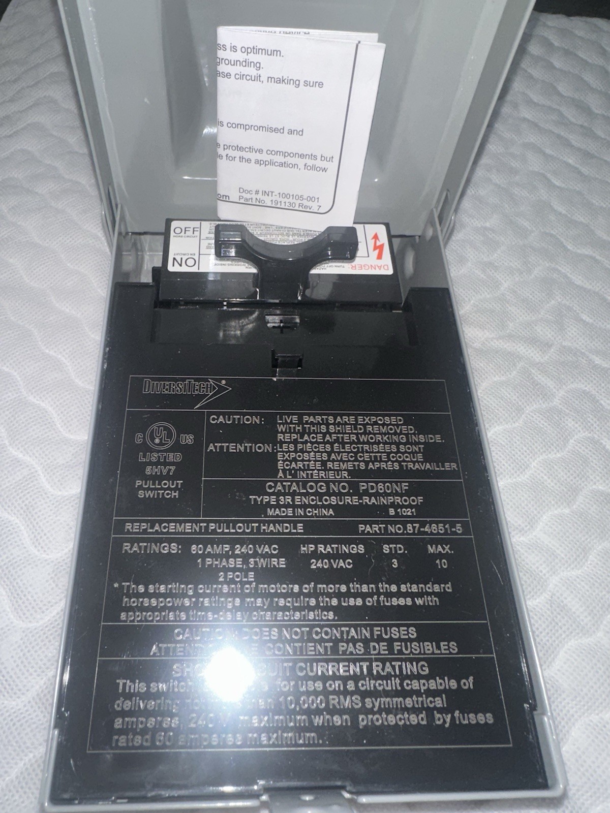 Diversitech 60 Amp Non-Fused Metal Disconnect PD60NF