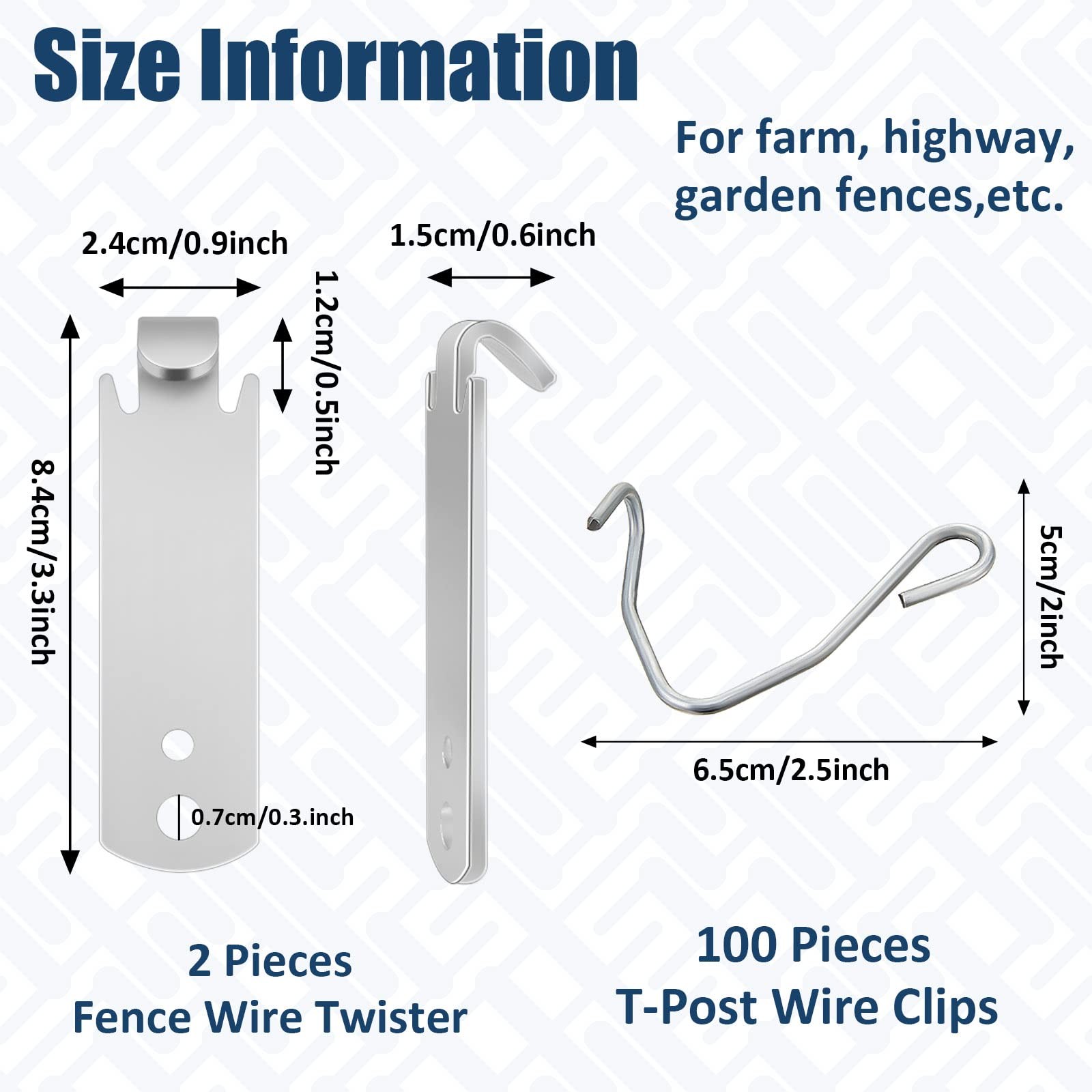 102 Pieces T Post Wire Clips Fence Wire Twister for T Post Clips Galvanized S…